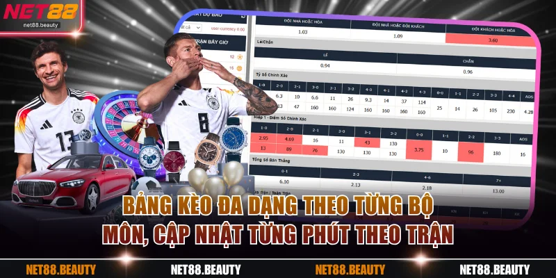 Bảng kèo đa dạng theo từng bộ môn, cập nhật từng phút theo trận