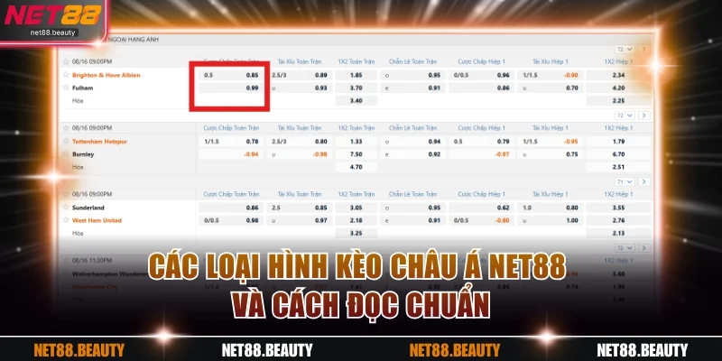 Các loại hình kèo châu Á NET88 và cách đọc chuẩn