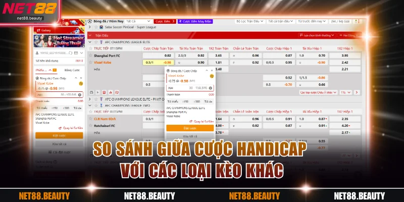 So sánh giữa cược handicap với các loại kèo khác
